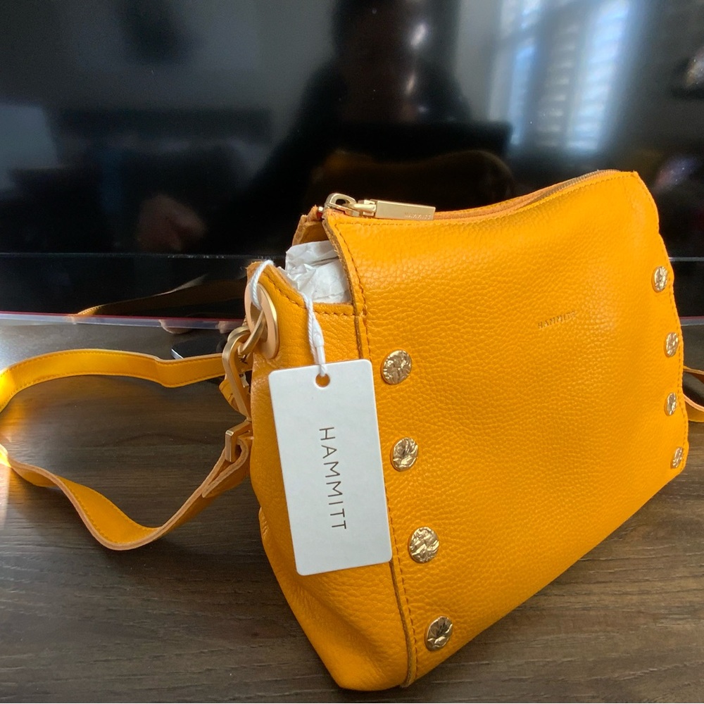 Hammitt Yellow Leather Crossbody Bag with Gold Studs - Picture 2 of 5